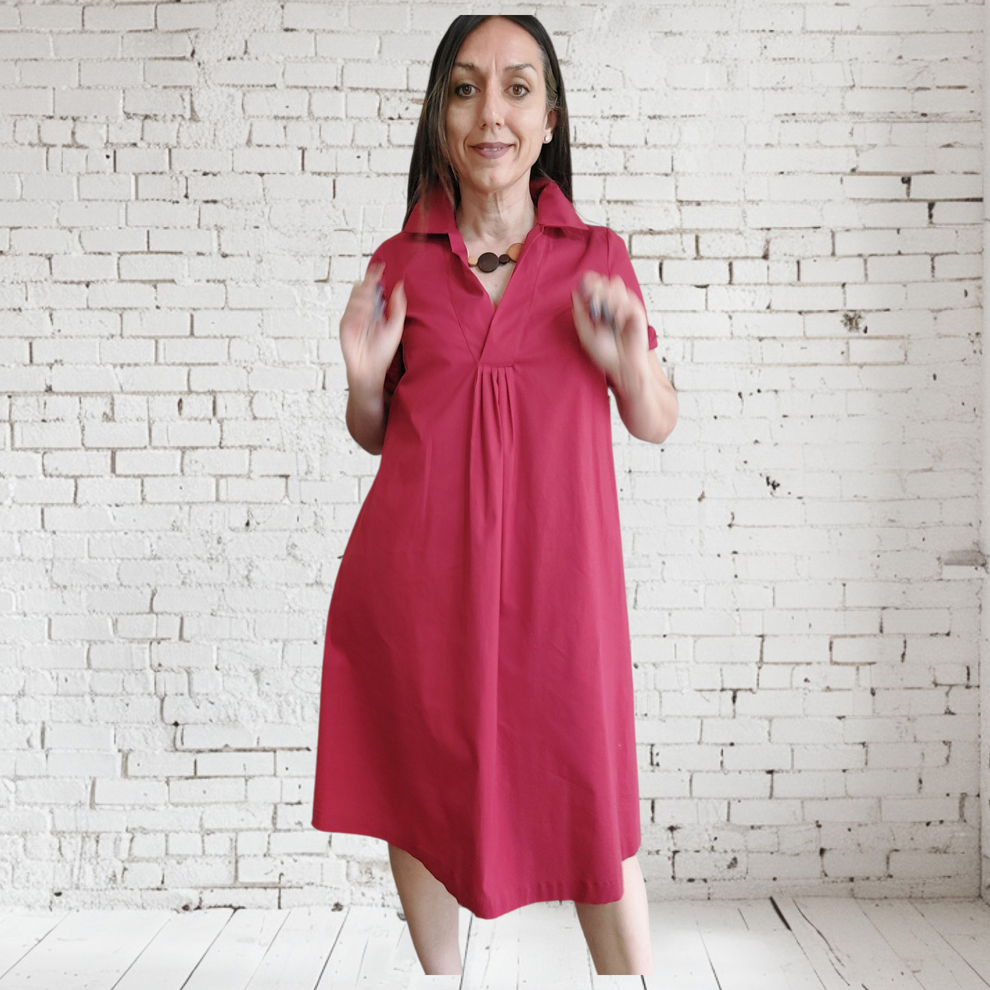Abito Popeline cotone rosso india