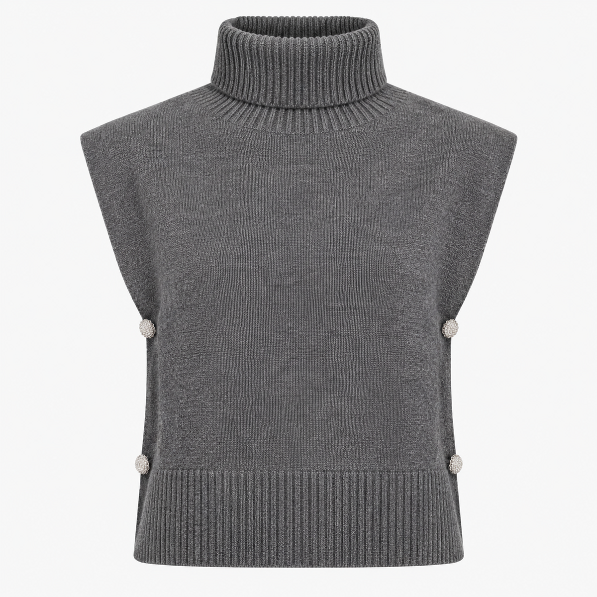Gilet collo alto bottoni gioiello