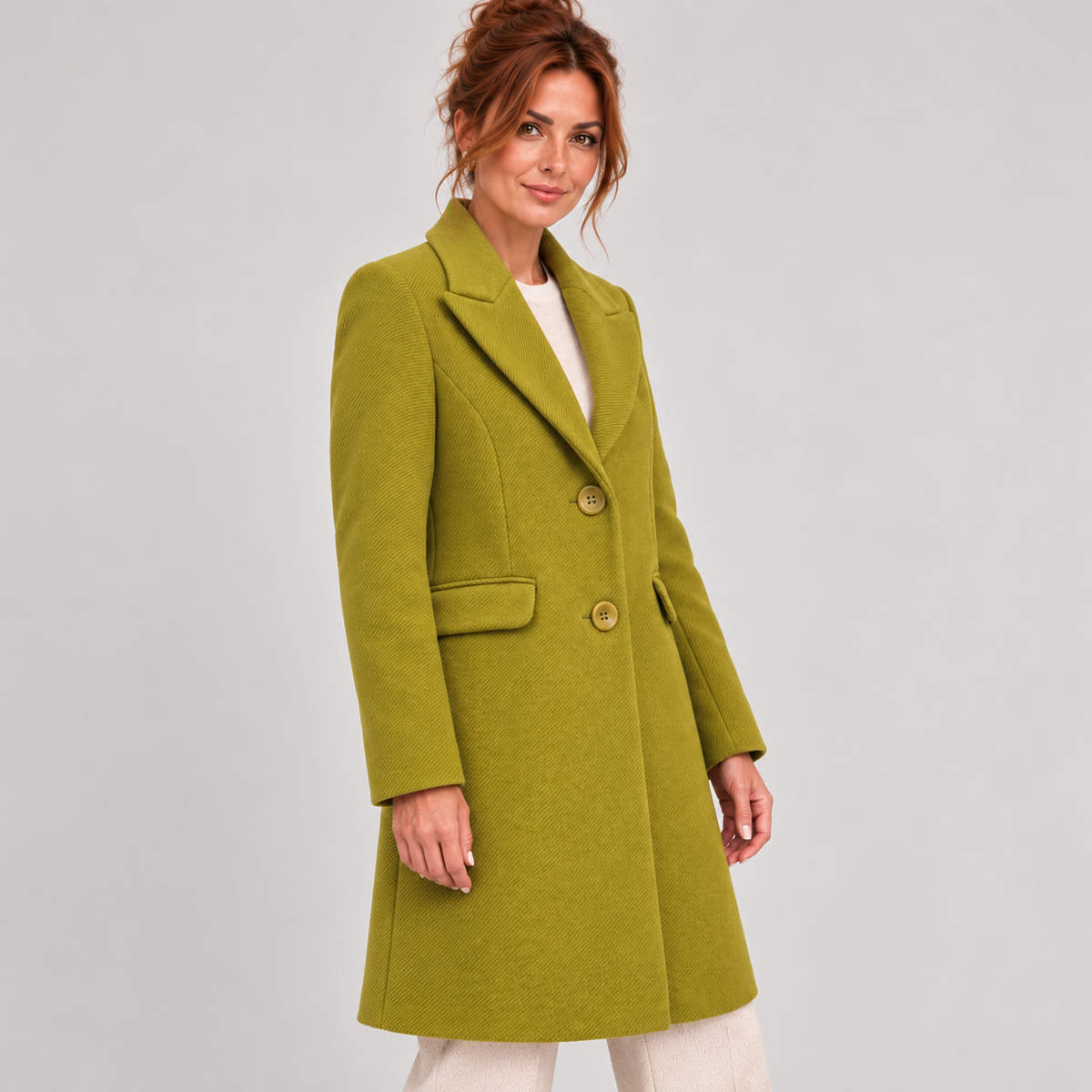 Cappotto sciancato verde lime