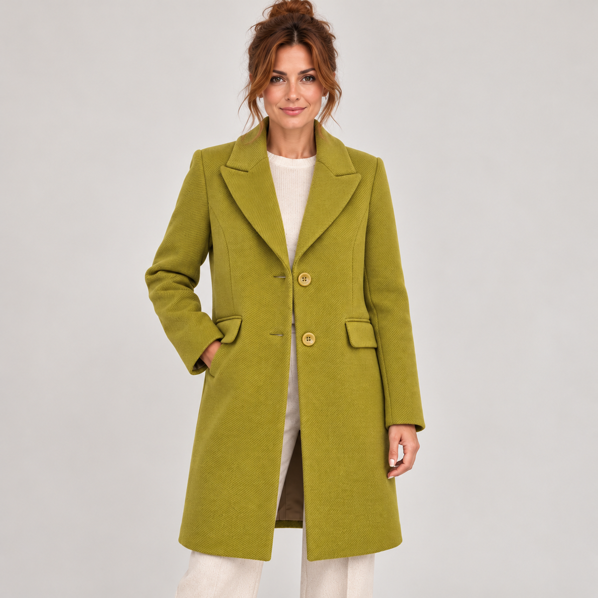 Cappotto sciancato verde lime