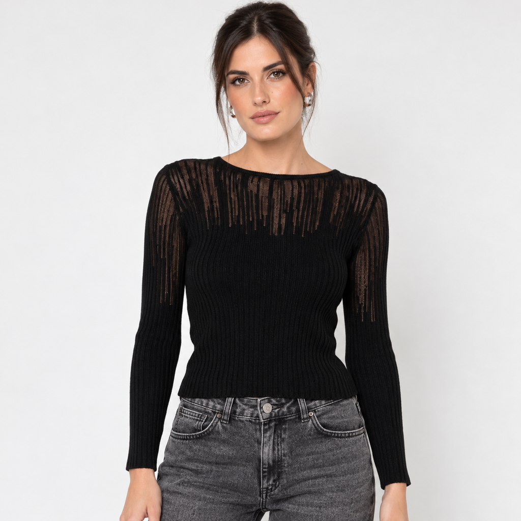Maglia Rib effetto graffiato