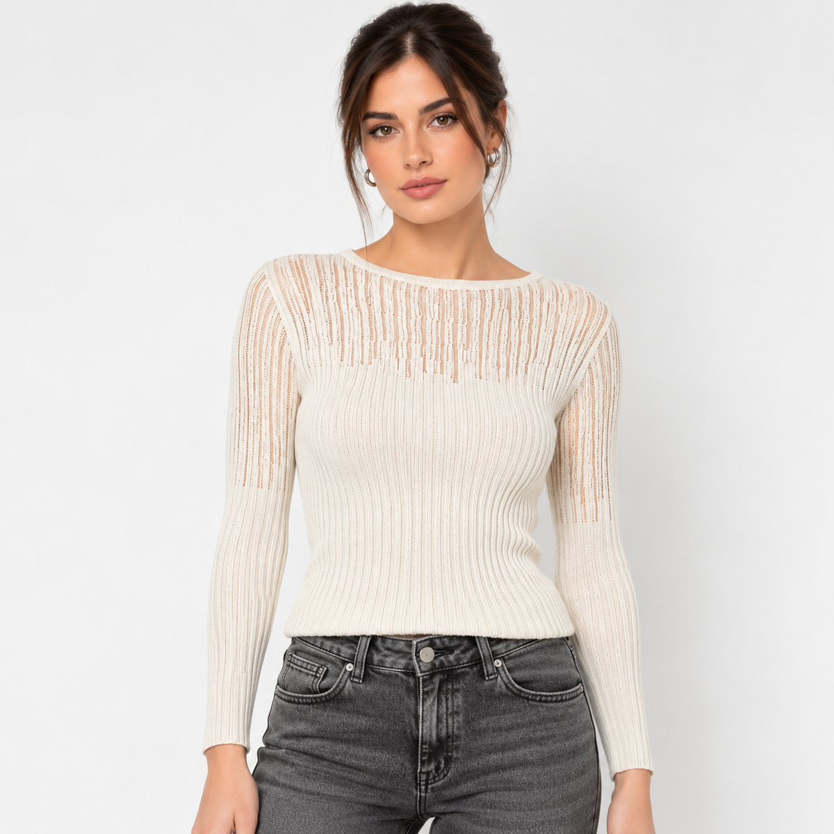 Maglia Rib effetto graffiato
