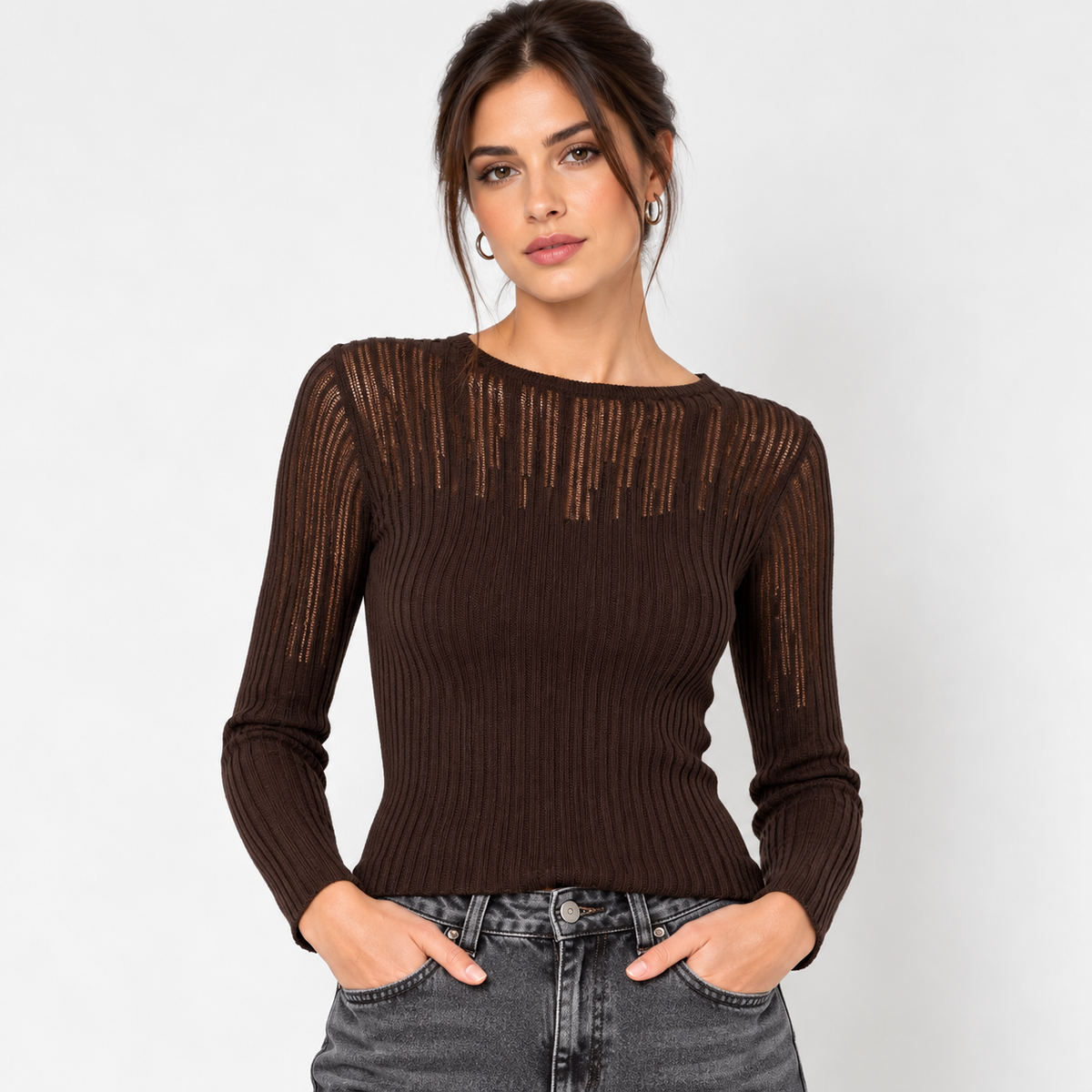 Maglia Rib effetto graffiato