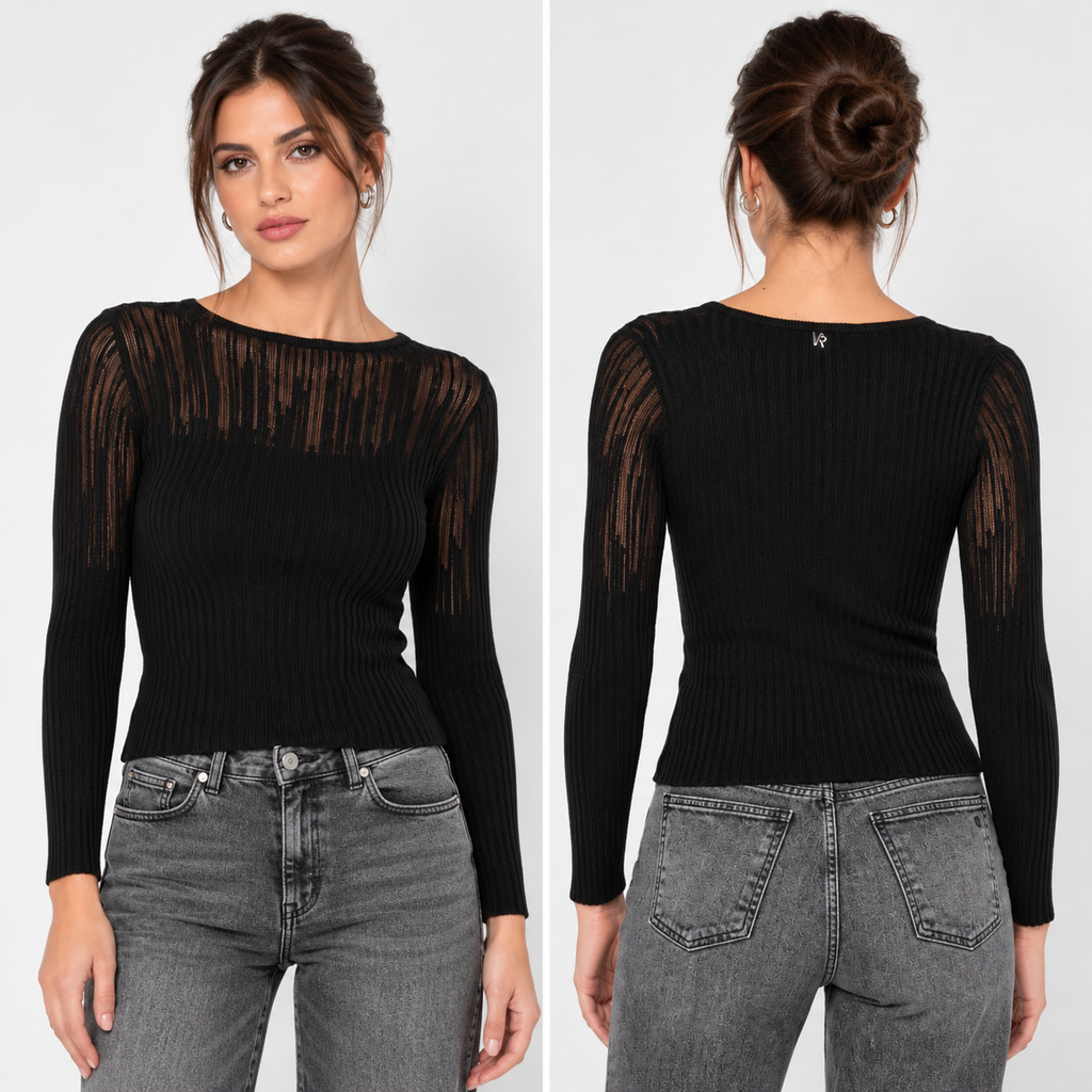 Maglia Rib effetto graffiato