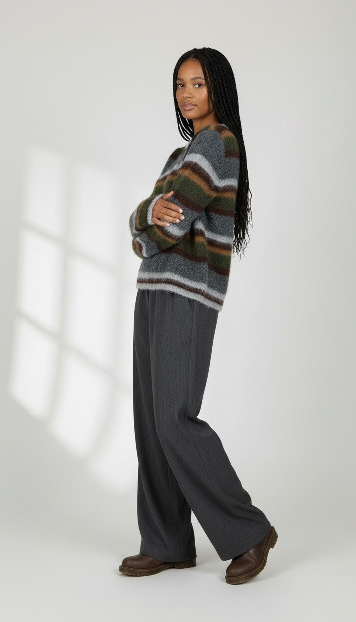 Maglione A Righe In Morbida Lana