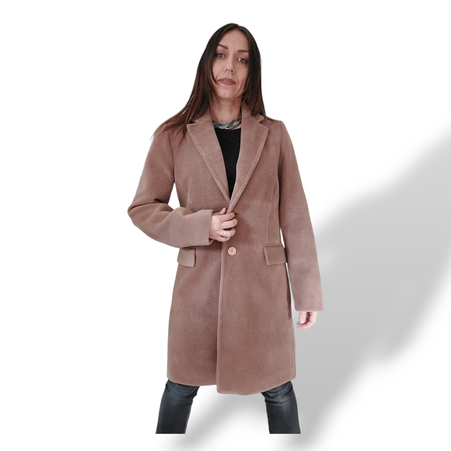 Cappotto monopetto tortora Kaos