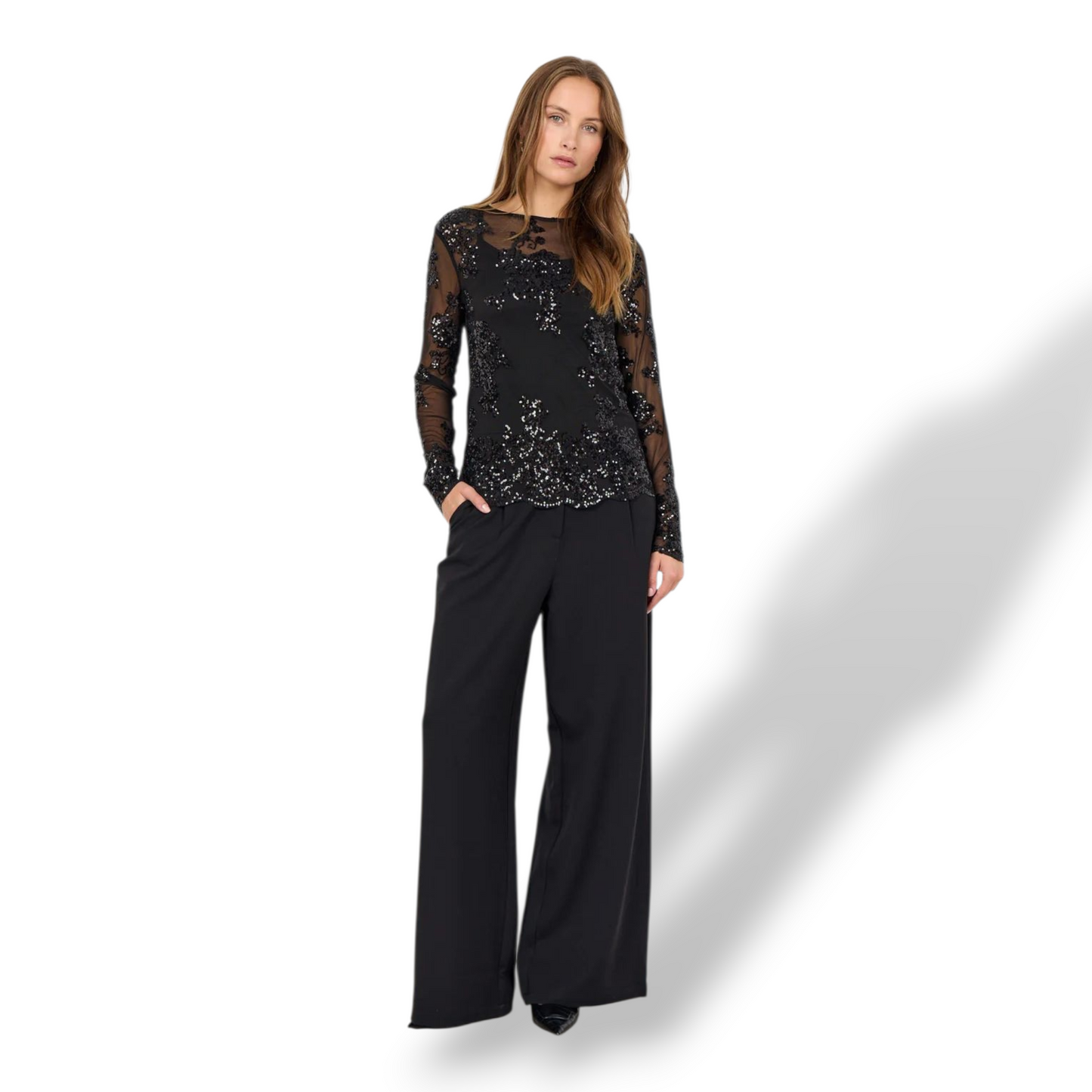 Blusa Aube tulle e paillettes