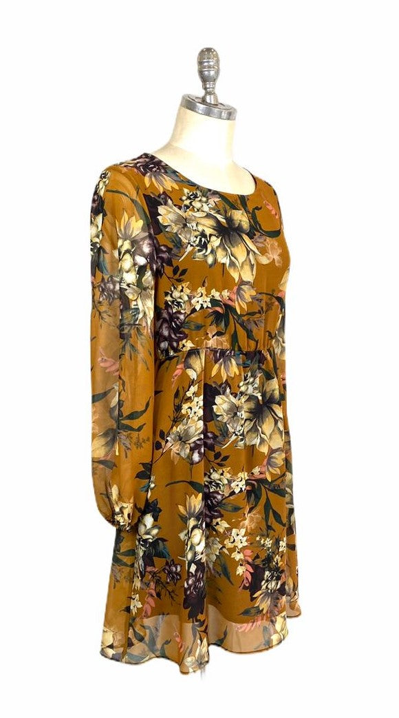 Abito Ocra Fiori freeshipping - T&C Boutique Milano